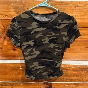 Camouflage Ruched Sides Women's Top